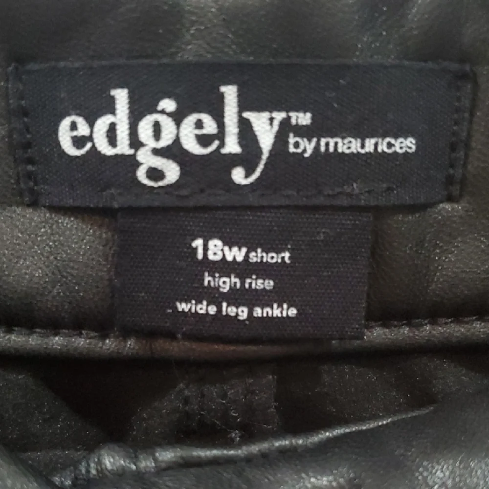 Edgely Faux Leather Women's Black Wide Leg Ankle Pants